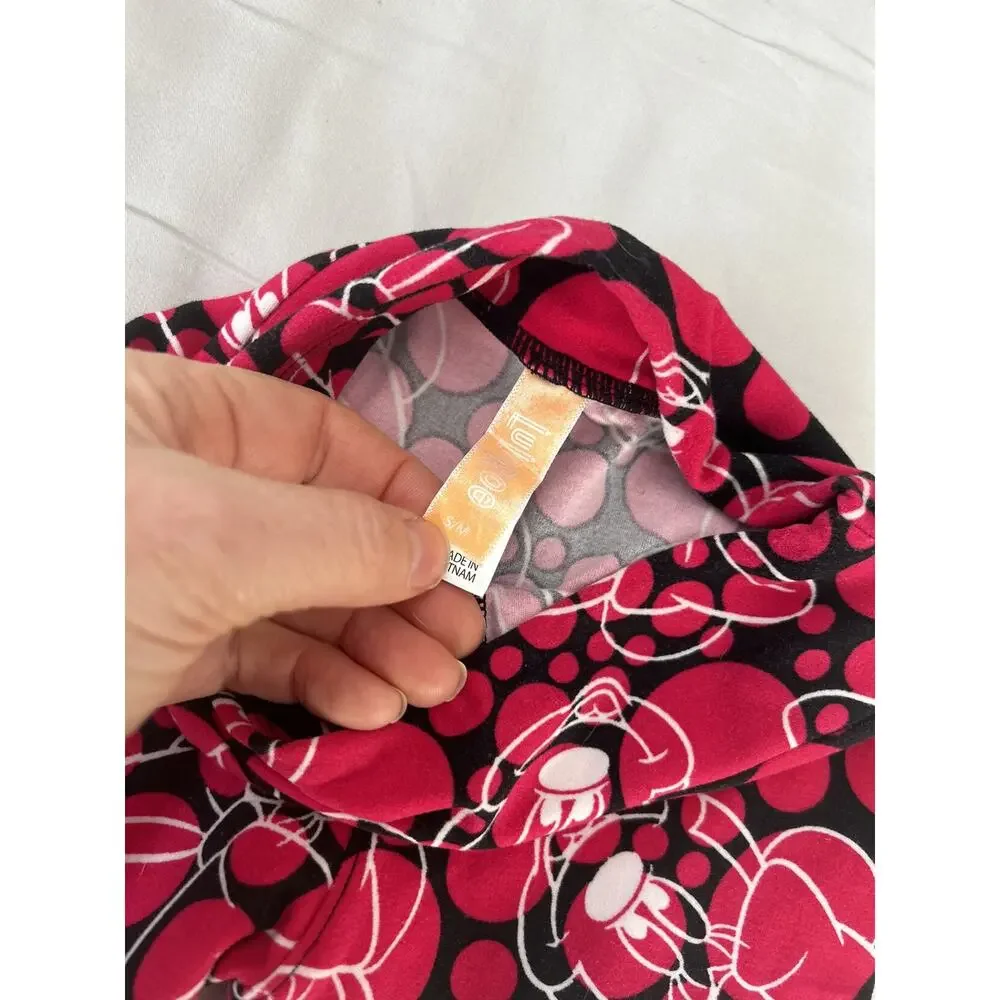 Lularoe Pink Red Minnie Leggings S/M